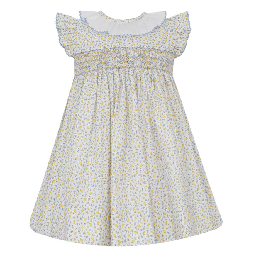Yellow Tiny Lemons Smocked Dress