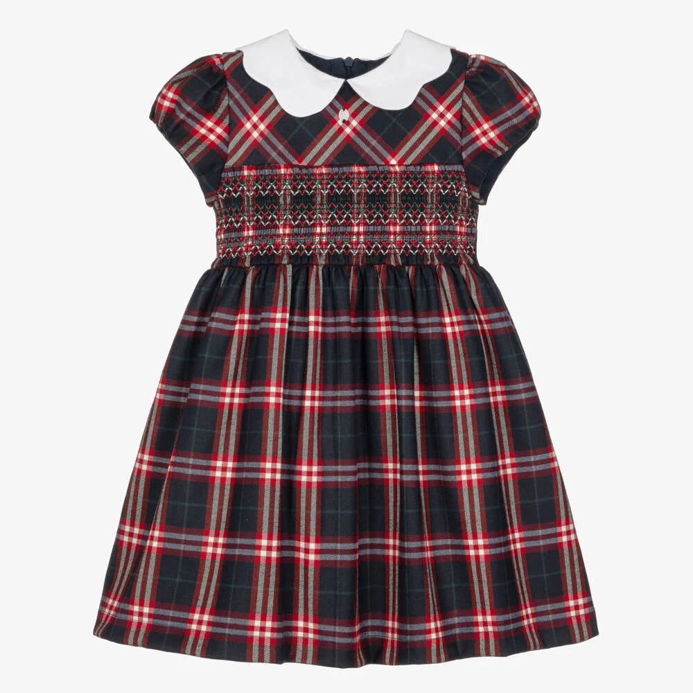 Navy Red Balmoral Plaid Dress