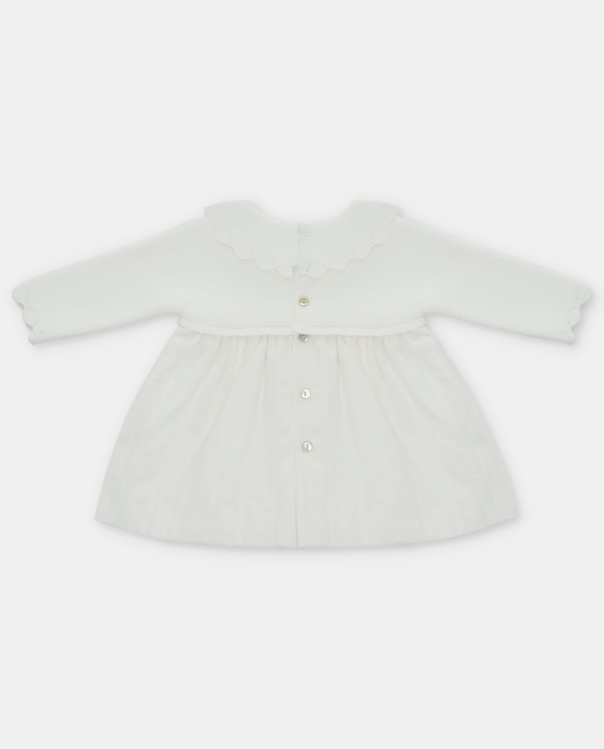 Girl's White Knit and Organza Dress