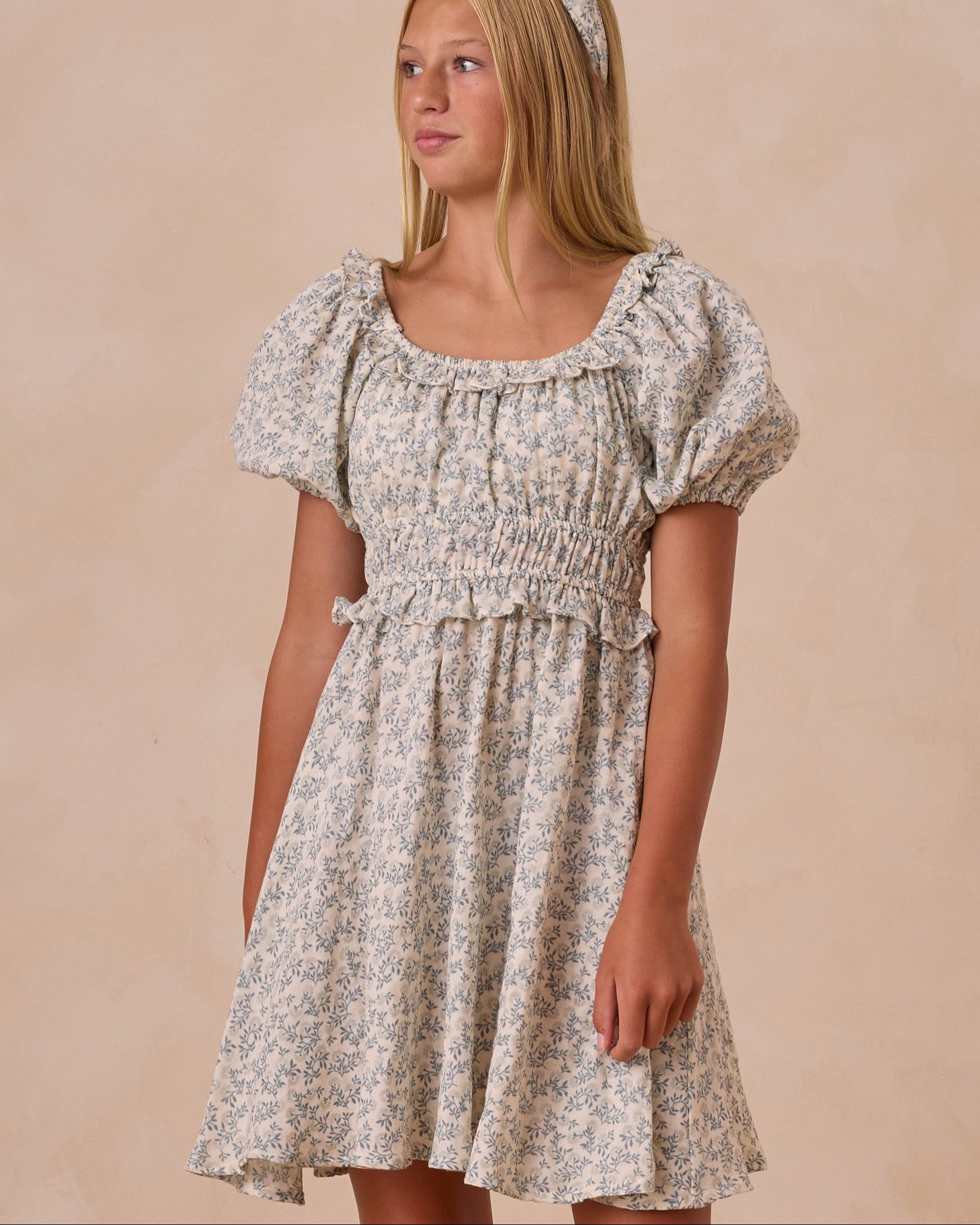 Girl's Rylee & Cru Blue Blossom Peasant Dress