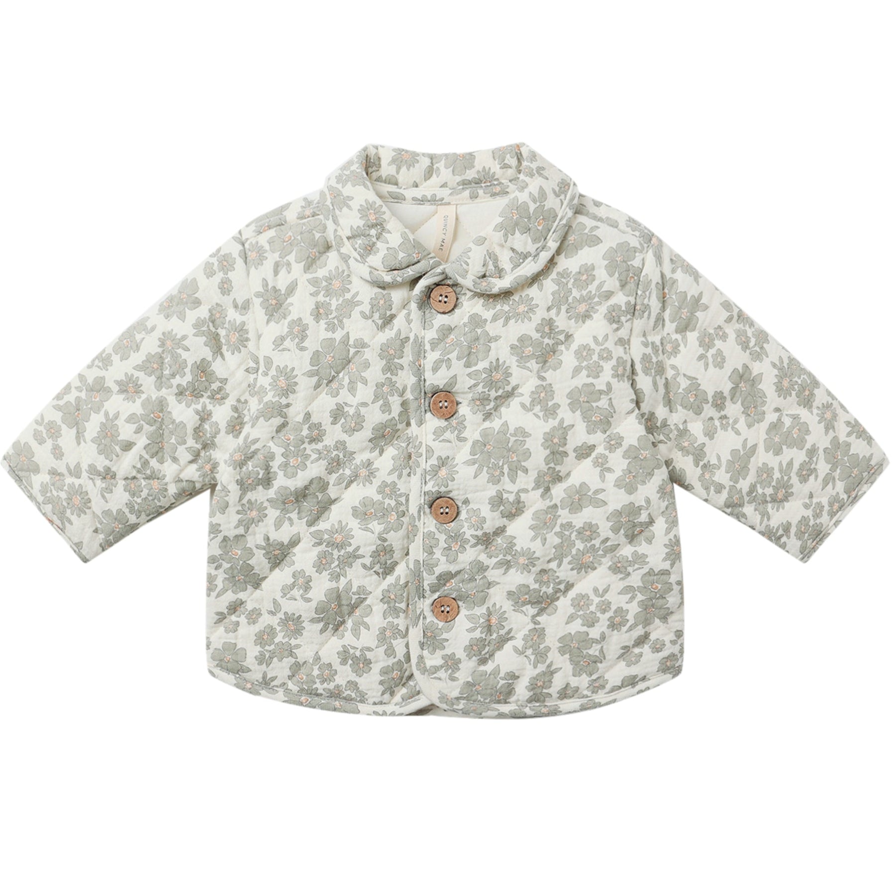 Quincy Mae Green Floral Quilted Jacket