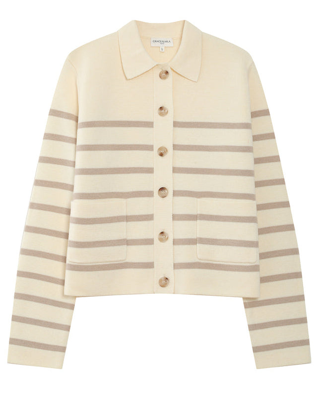 Maely Tan Stripe Cardigan