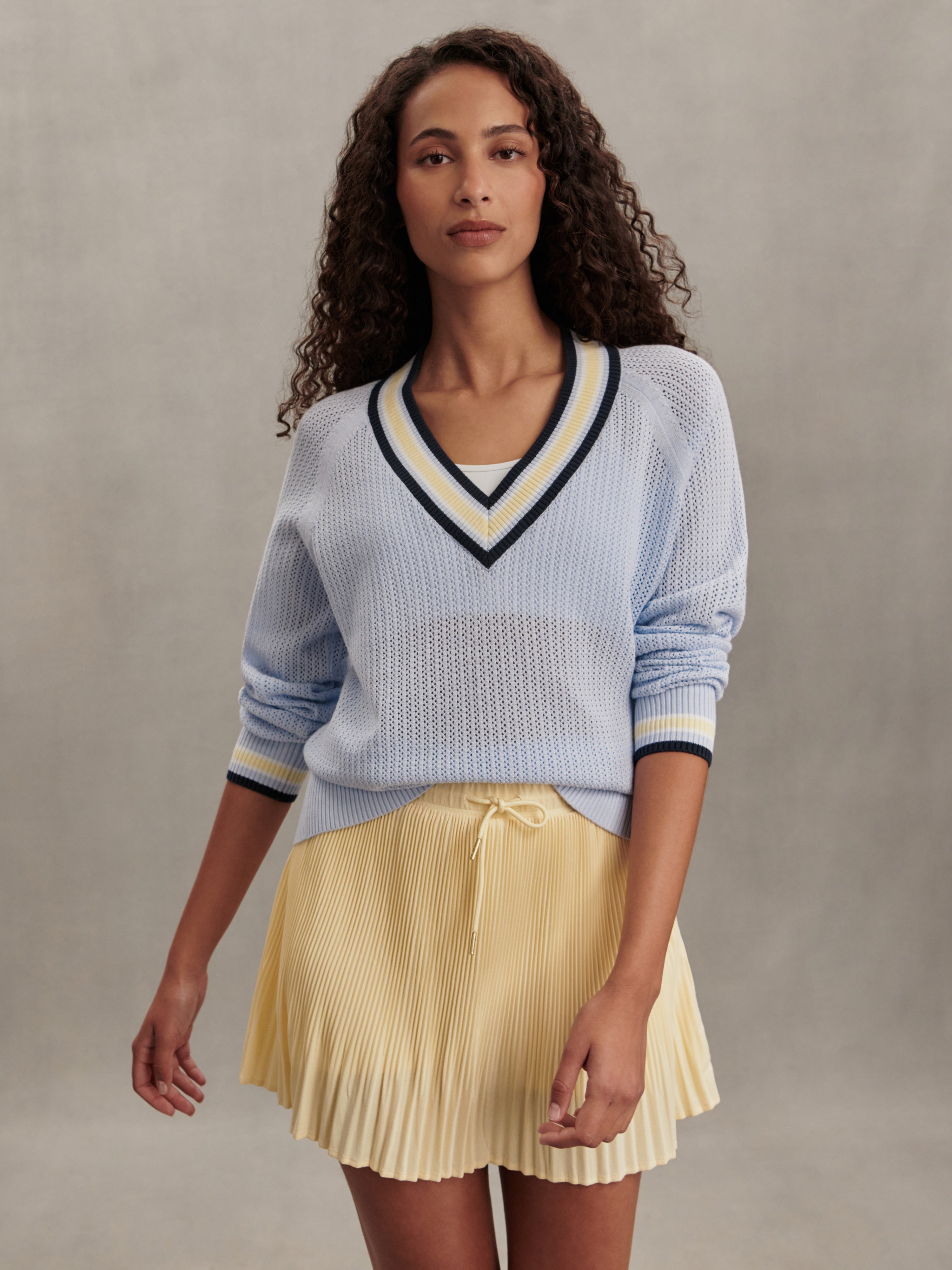 Varley Light Blue maurice Tennis Sweater