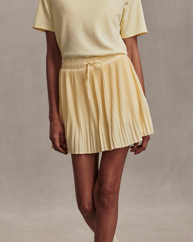 Varley Yellow Mini Pleat Tennis Skirt