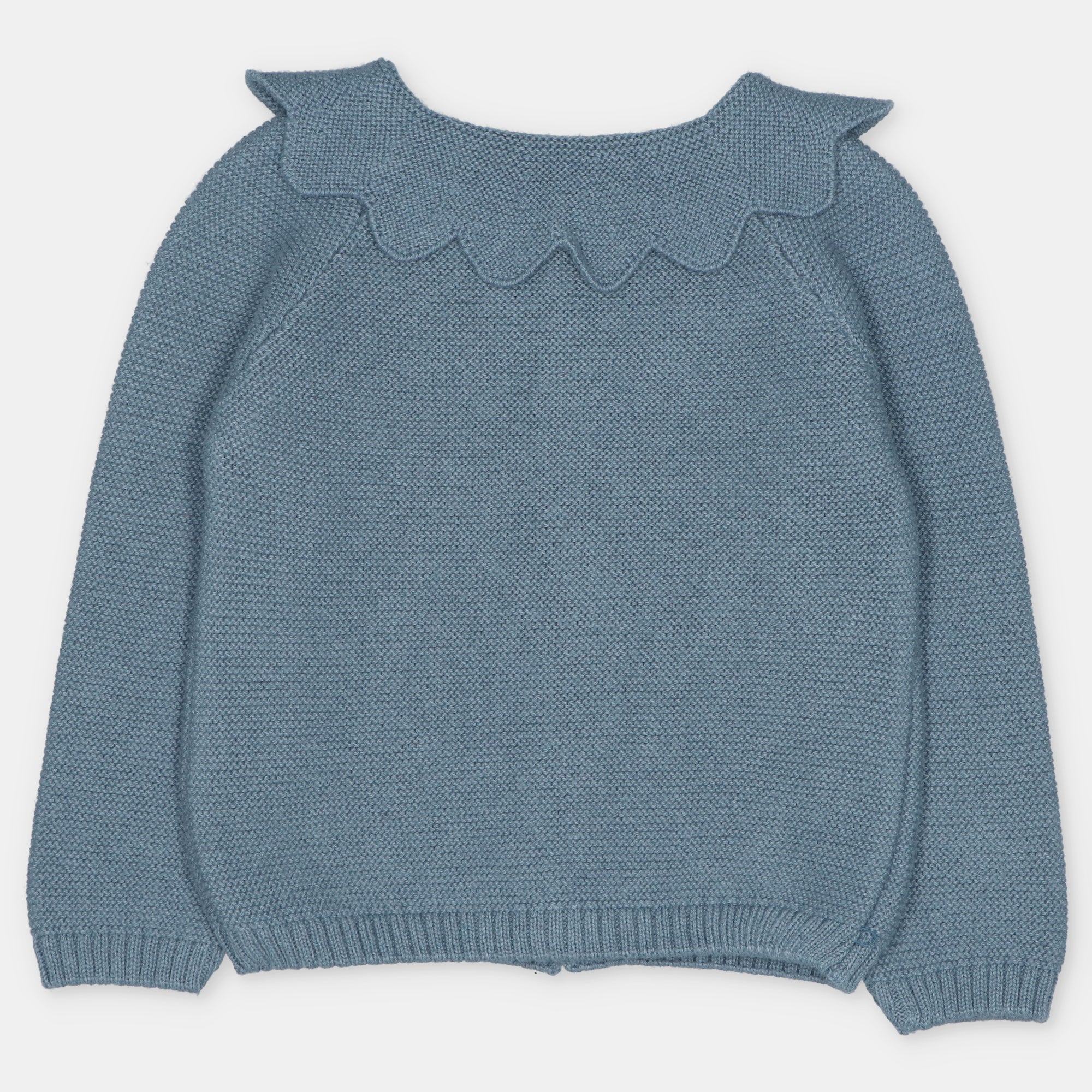 Teal Blue Scallop Collar Cardigan