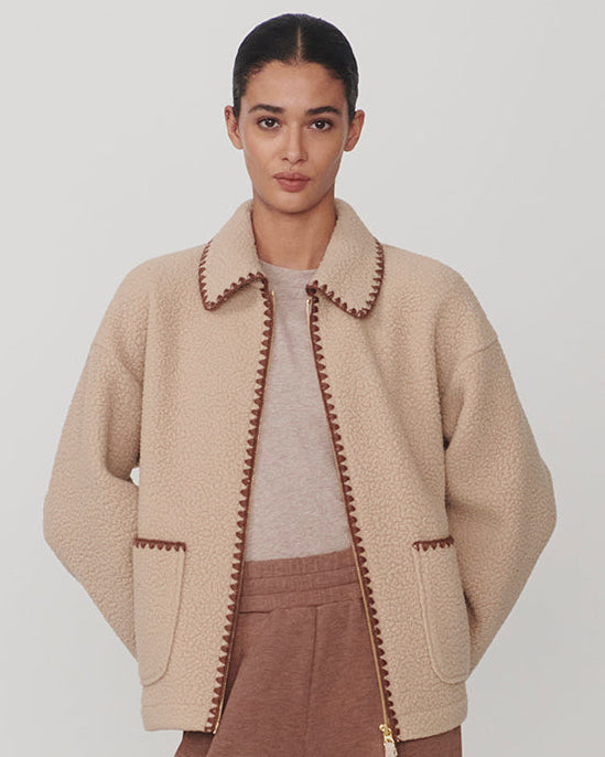 Varlry Ruiko Beige Knit Fleece Jacket