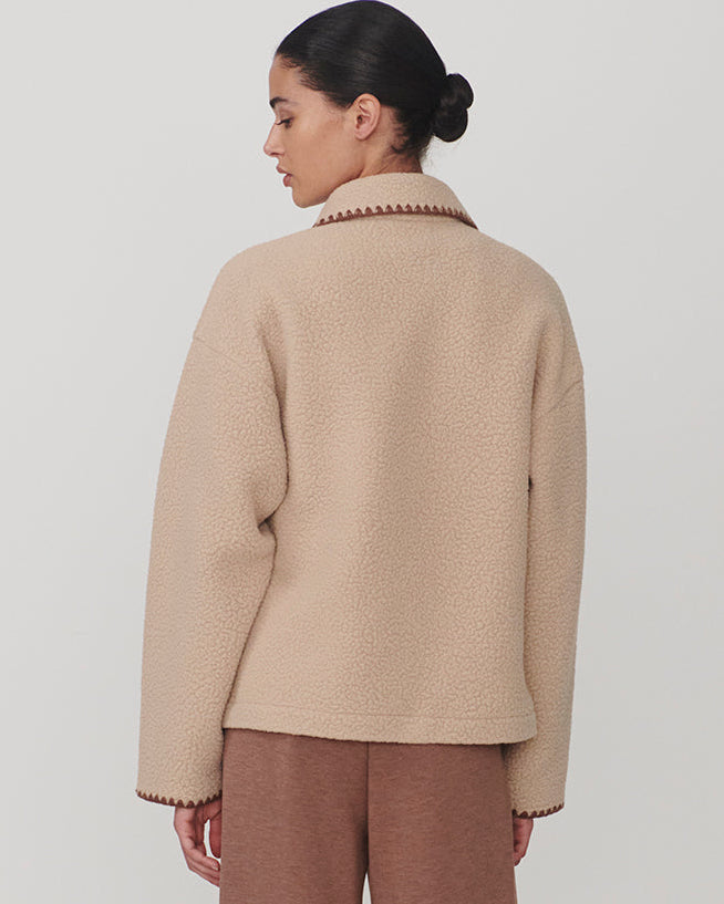 Varlry Ruiko Beige Knit Fleece Jacket