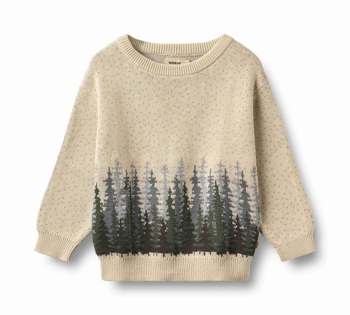 Beige Pine Forest Crew Sweater
