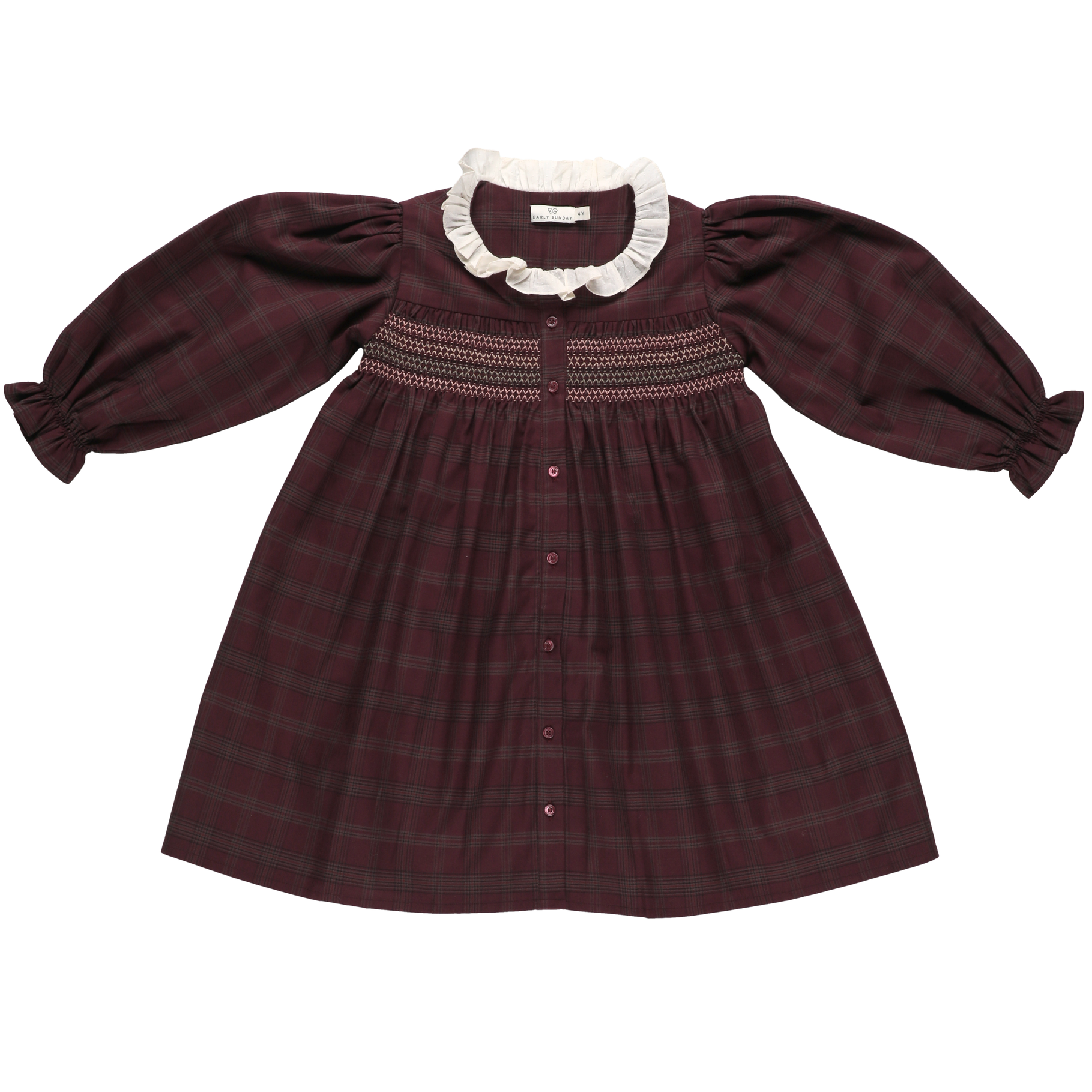 Plum Plaid Smocked Dress