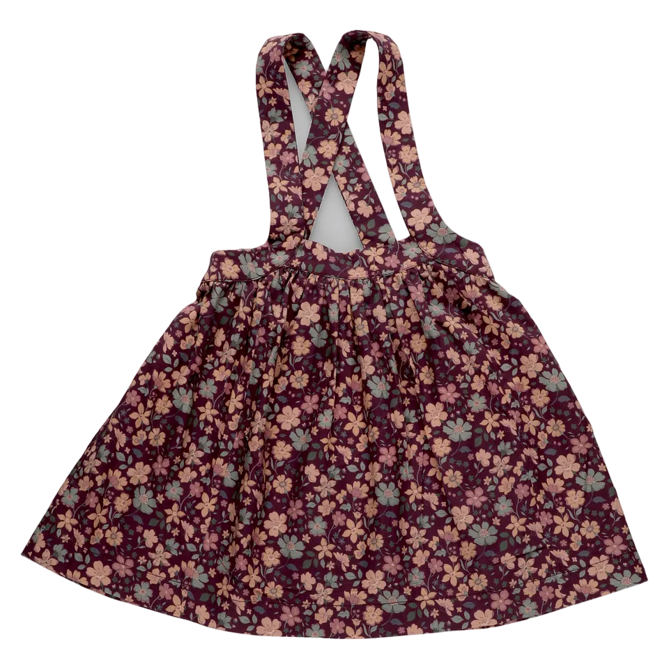 Plum Floral Suspender Skirt