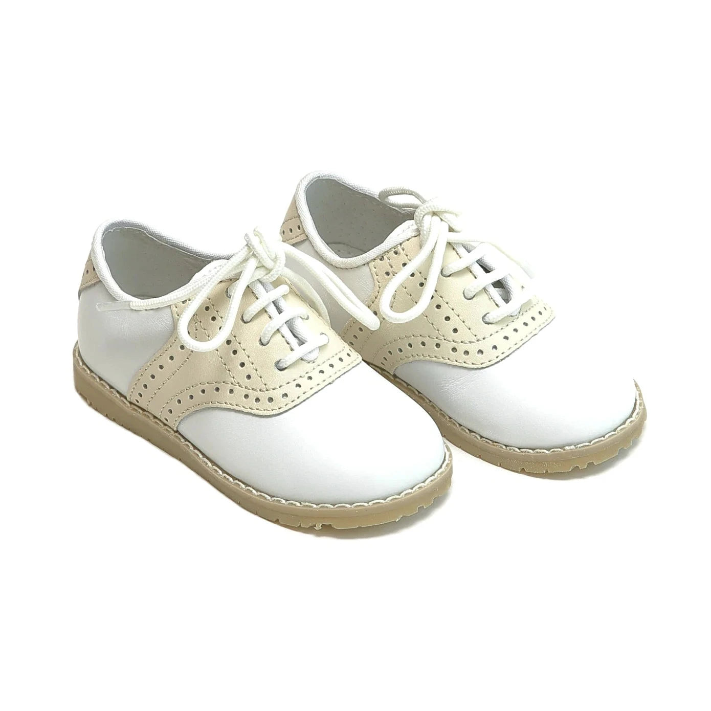 Luke Beige Leather Two Tone Saddle Shoe