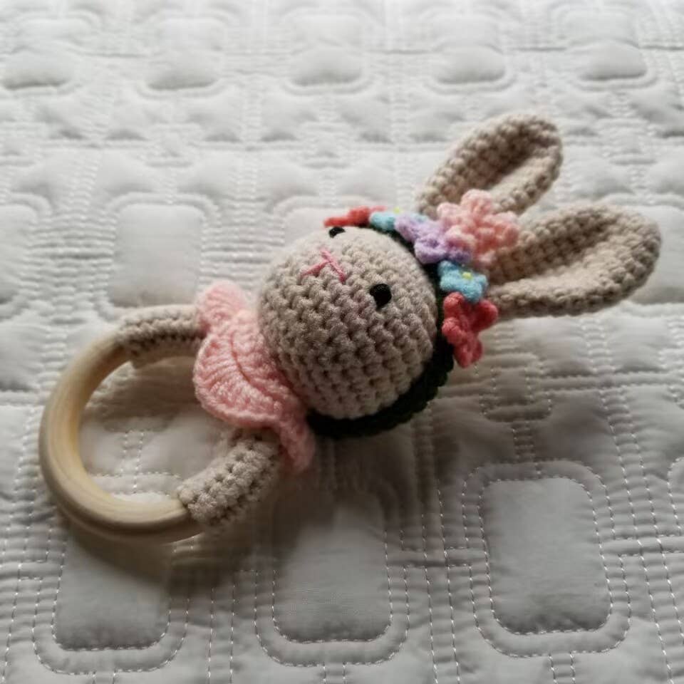 Hand Crochet Floral Bunny Rattle