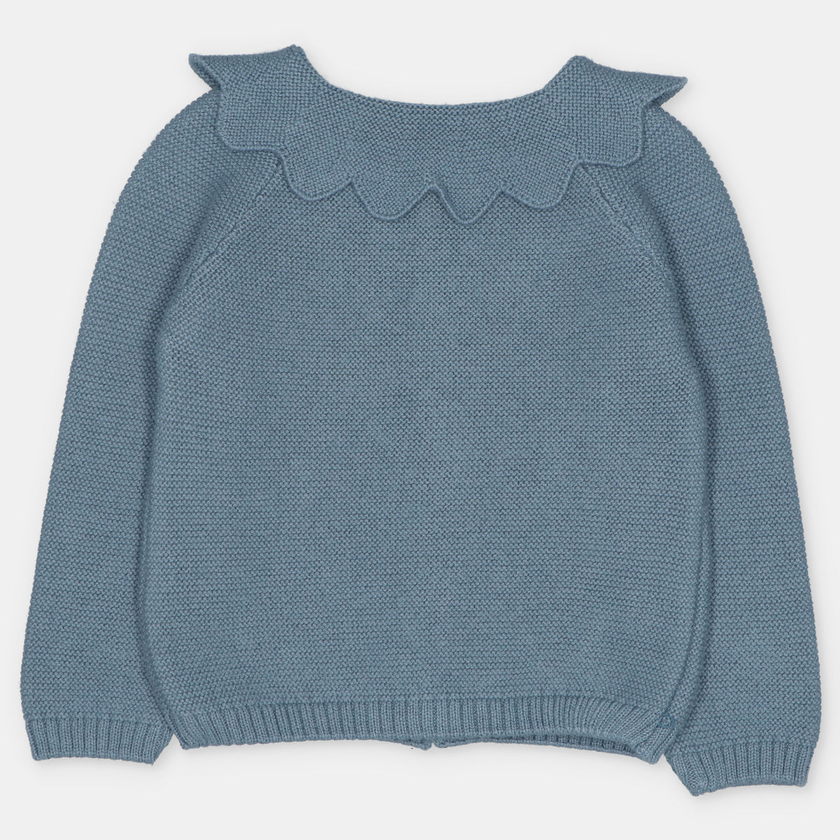 Teal Blue Scallop Collar Cardigan