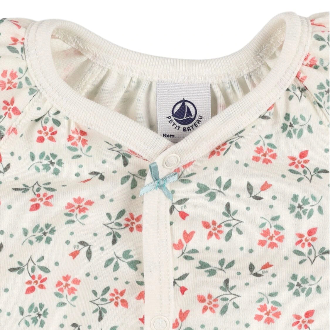 Petit Bateau White Green Print Romper