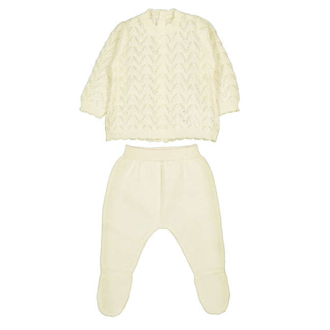 Newborn Ivory Pointelle Knit Footie Set