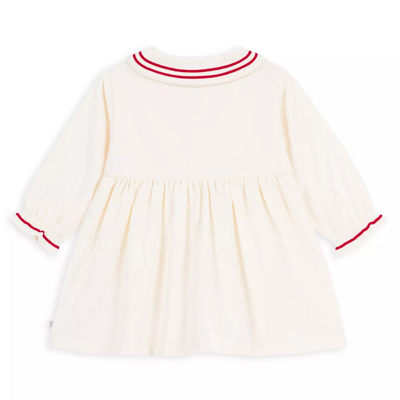 Cream Corduroy Dress Red Trim