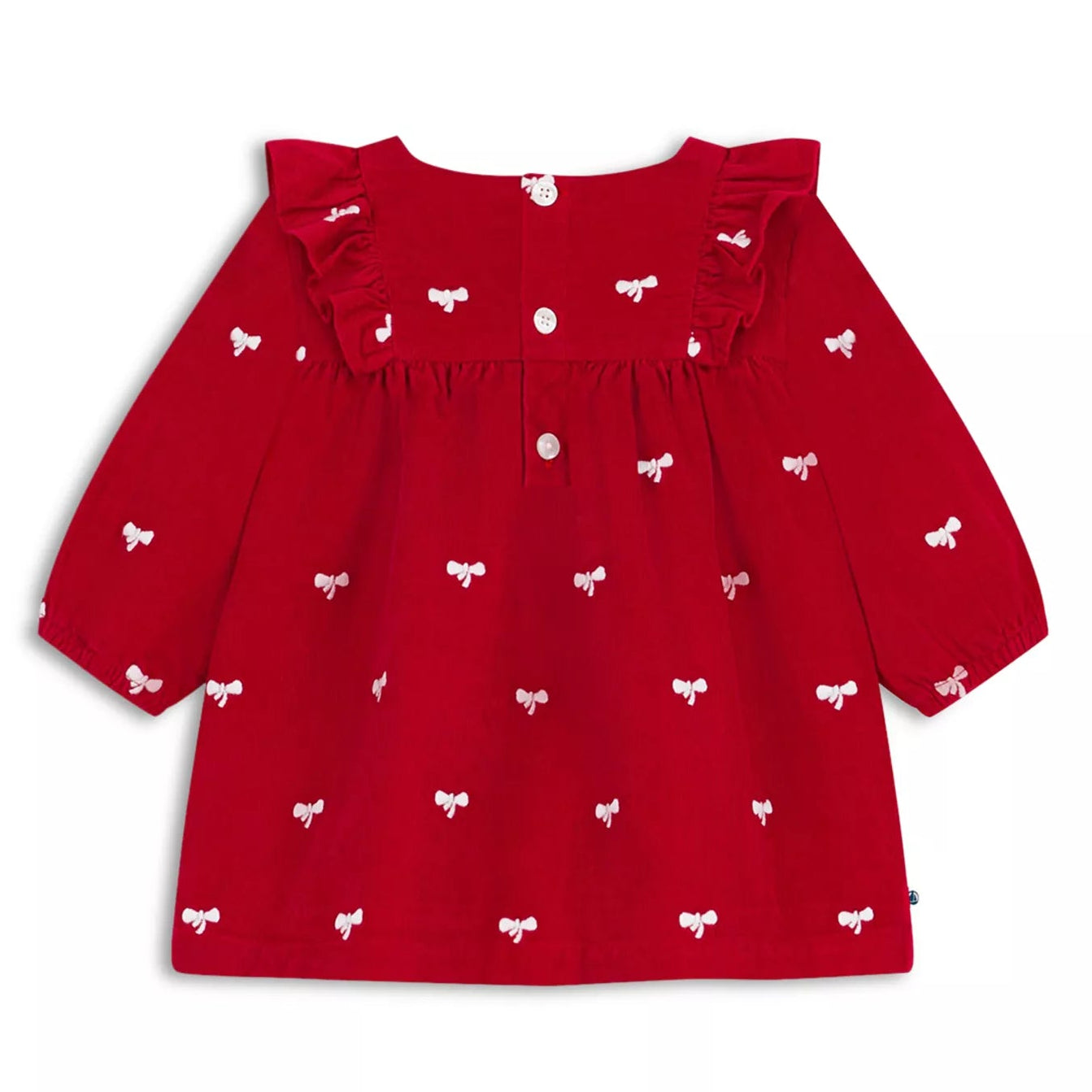 Petit Bateau Red Corduroy Bow Infant Dress