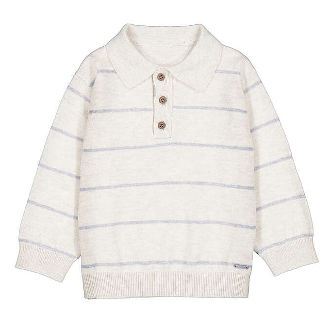 Natural Grey Stripe Infant Polo Sweater