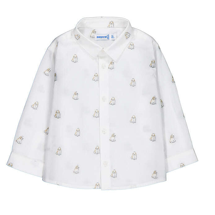 White Puppy Print Infant Shirt