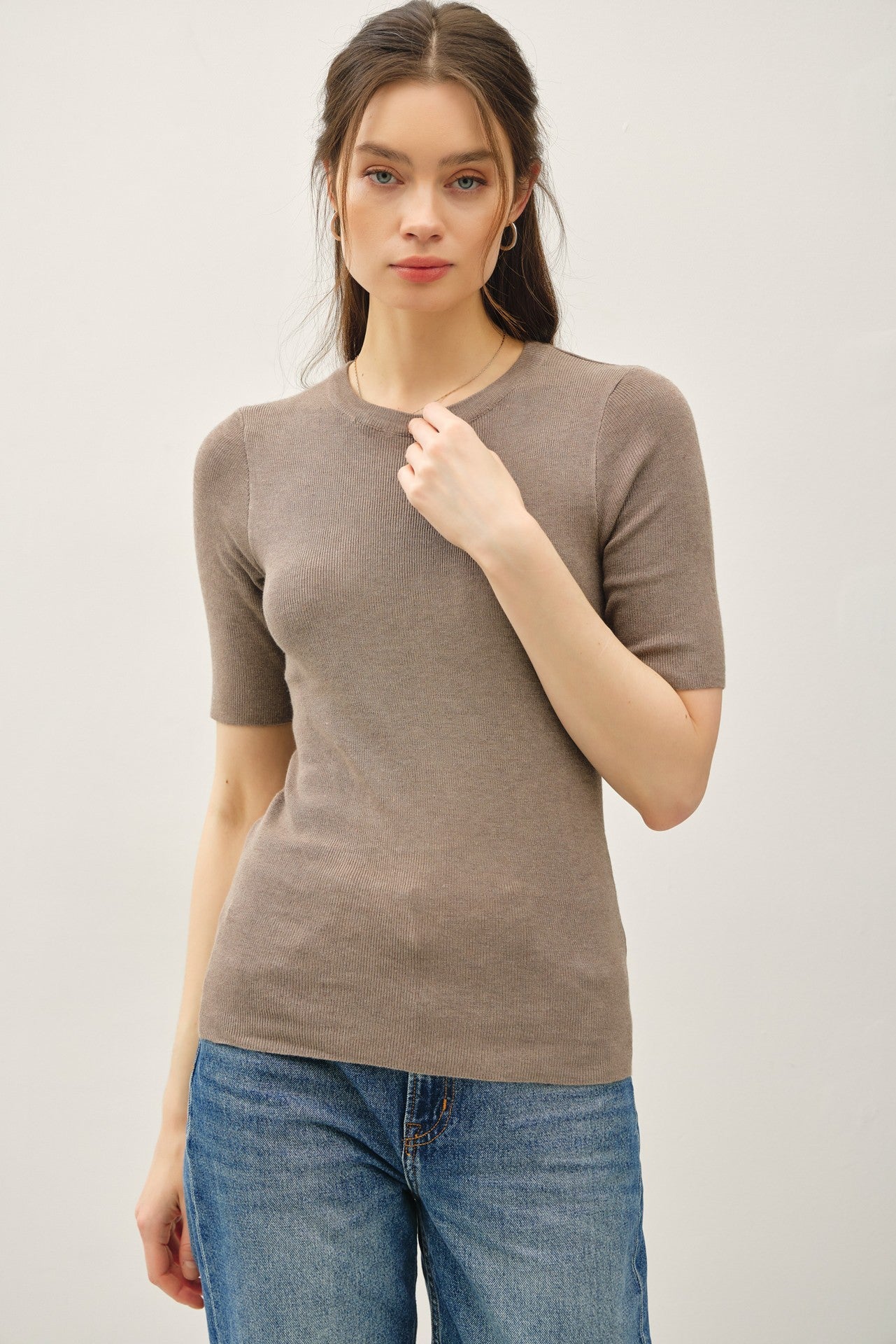 Classic Ribbed Half Sleeve Tee