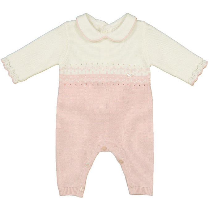 Cream Pink Knitted Romper