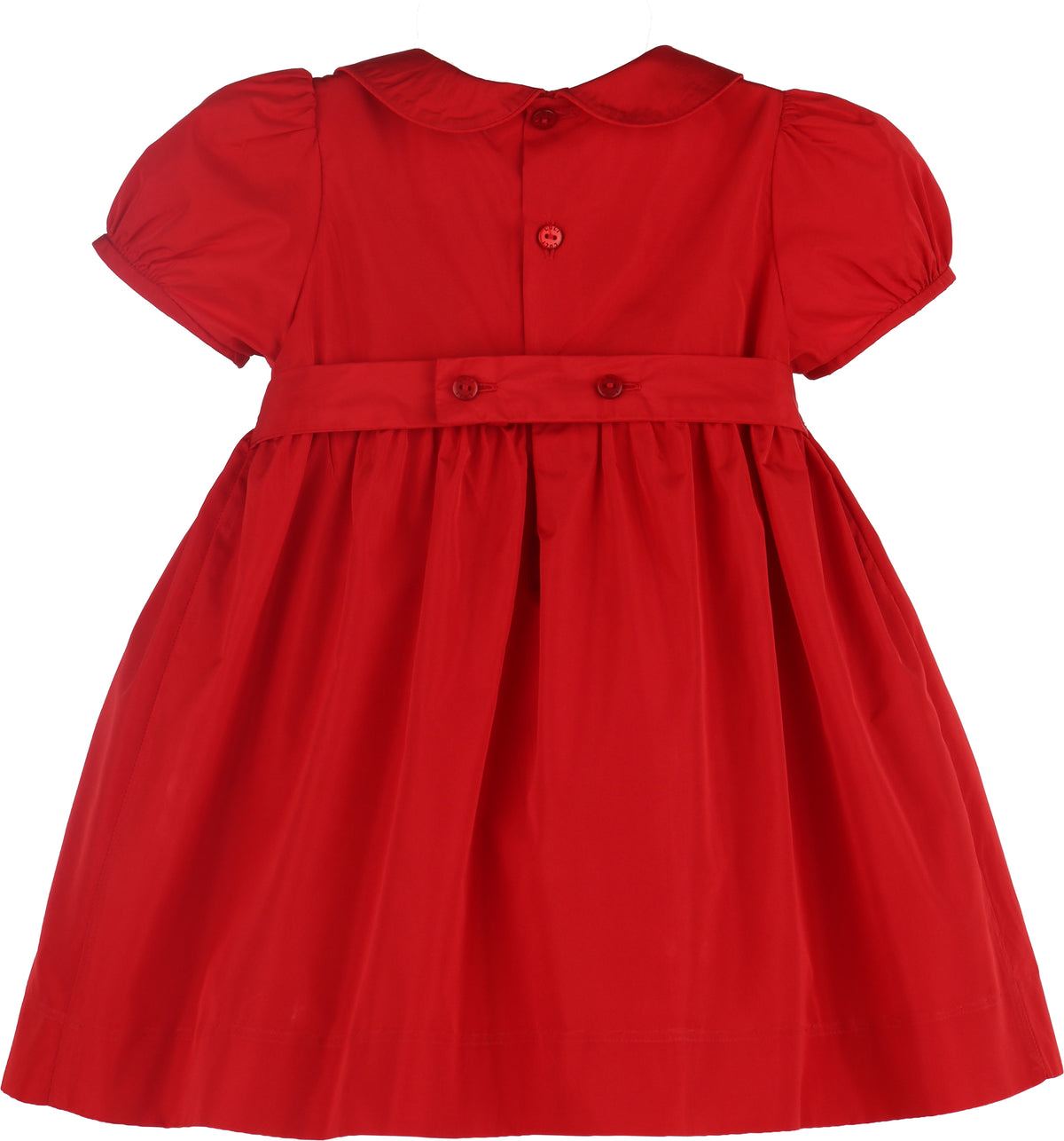Red Taffeta Smocked Dress with Bows