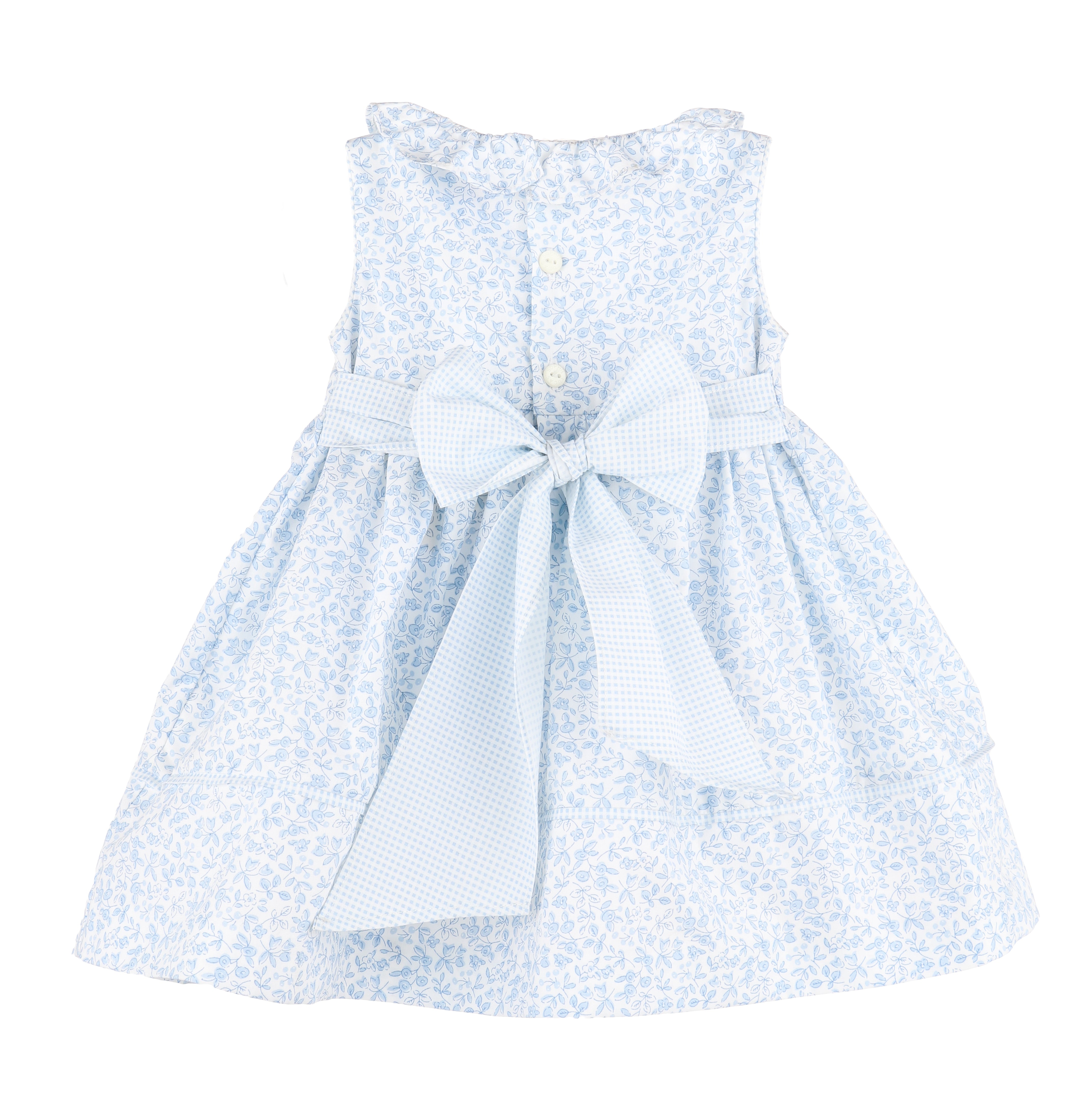 Light Blue Floral and Check Dress