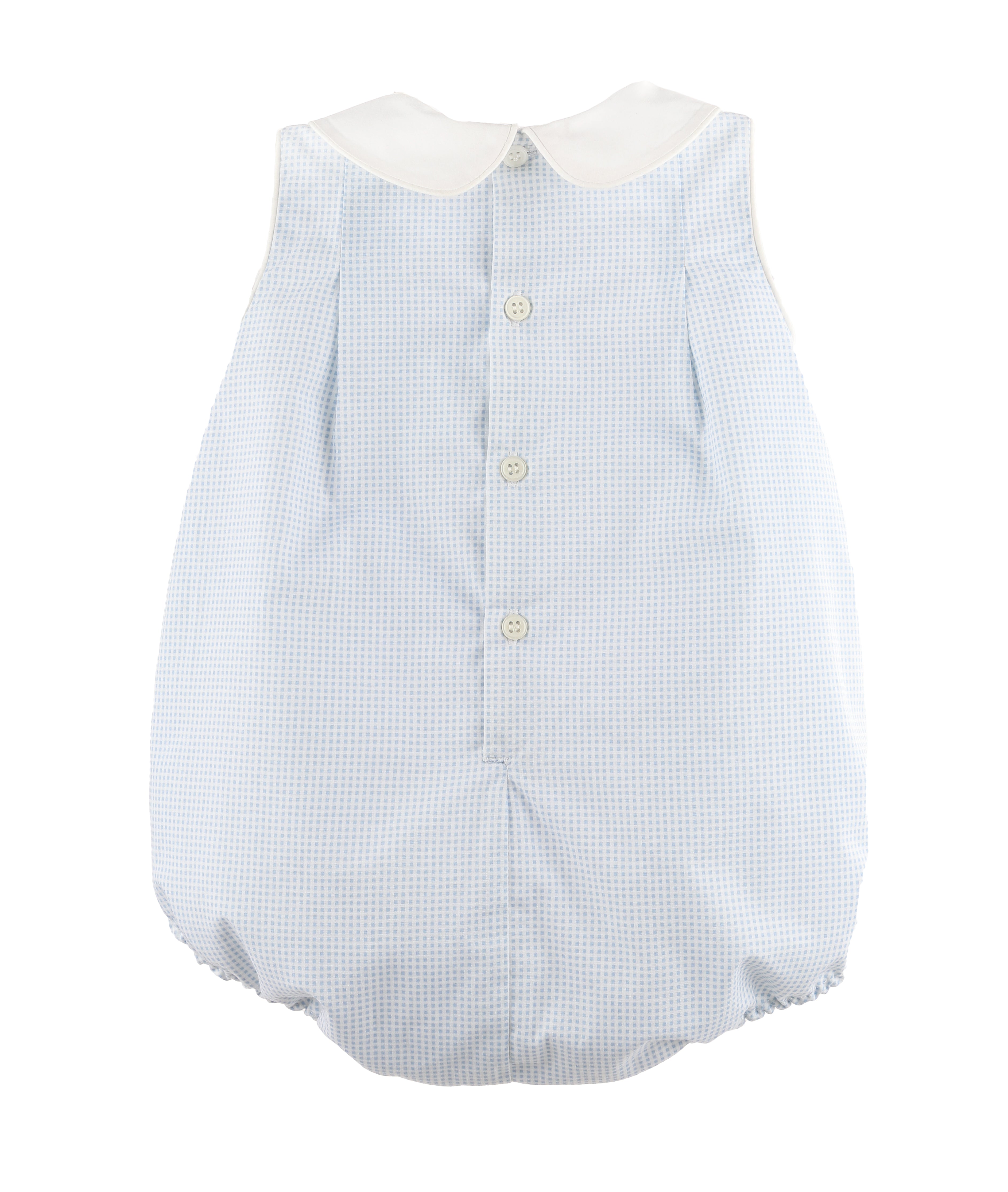 Light Blue Check Romper White Collar