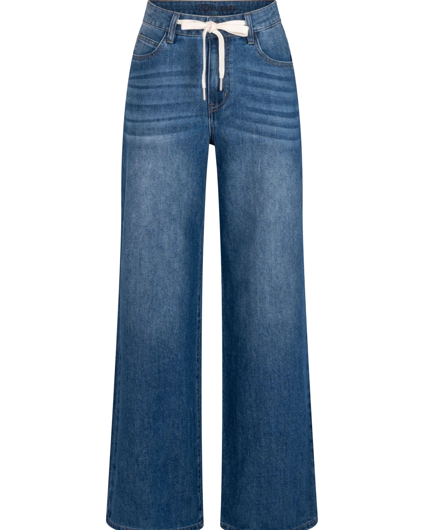 Denim Stretch Wide Leg Drawstring Pant