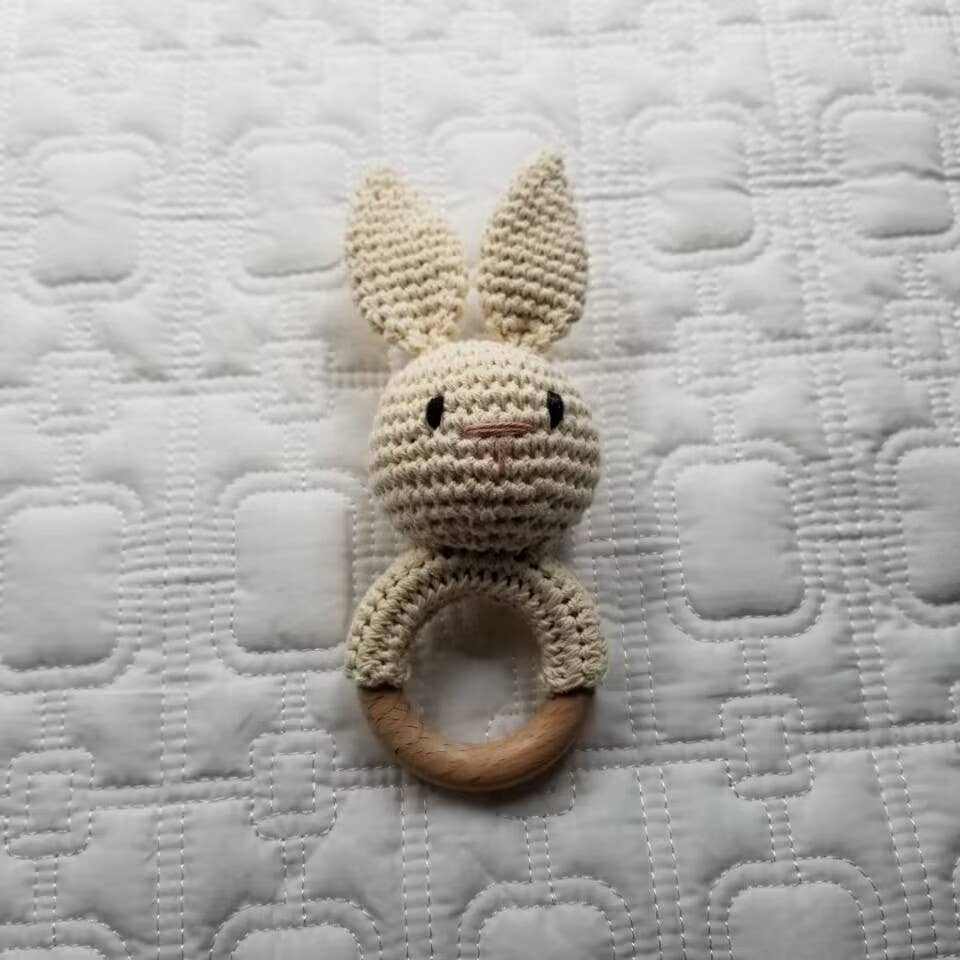 Knitting Bunny Hand Crochet Rattle