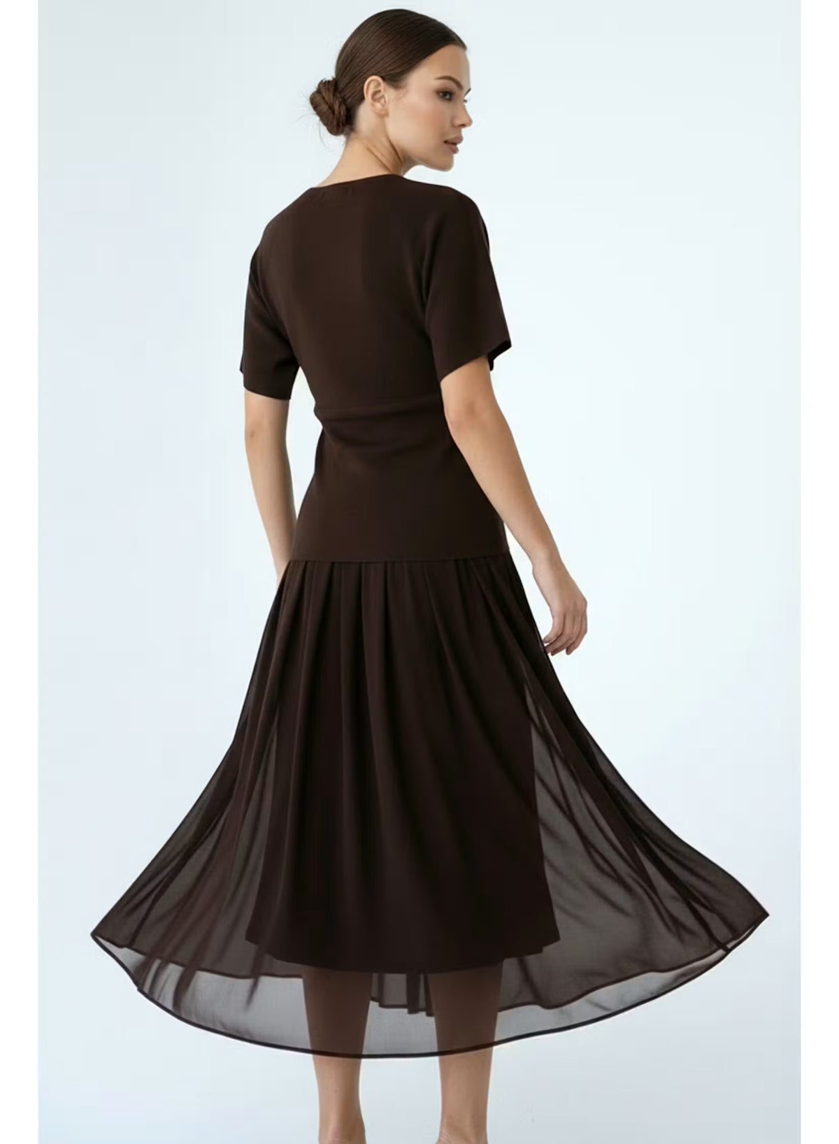 Nayay Brown Knit Drop Waist Skirt
