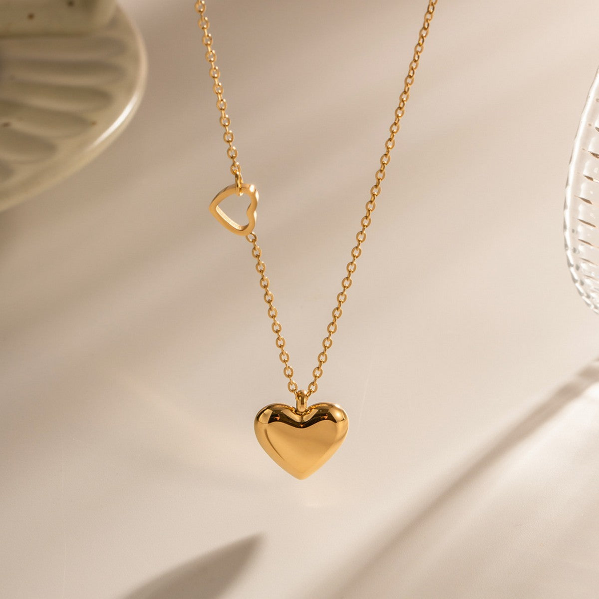 Gold Double Heart Pendant