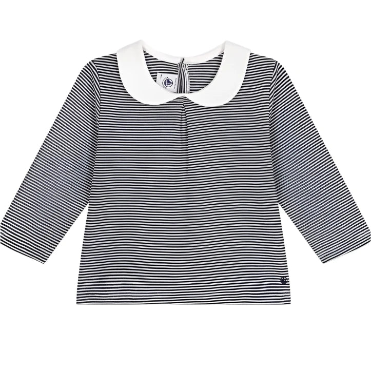 Petit Bateau Navy Stripe Collar Top