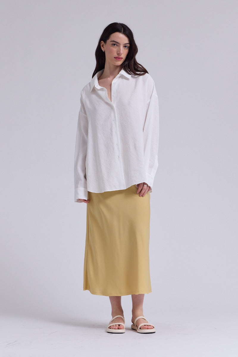 White Oversized Rayon Shirt