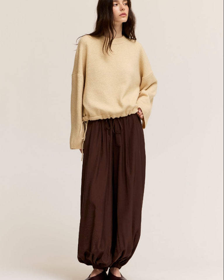 Brown Satin Balloon Pant