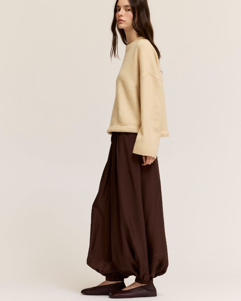 Brown Satin Balloon Pant