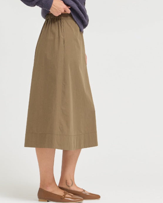 Khaki Poplin Aline Skirt