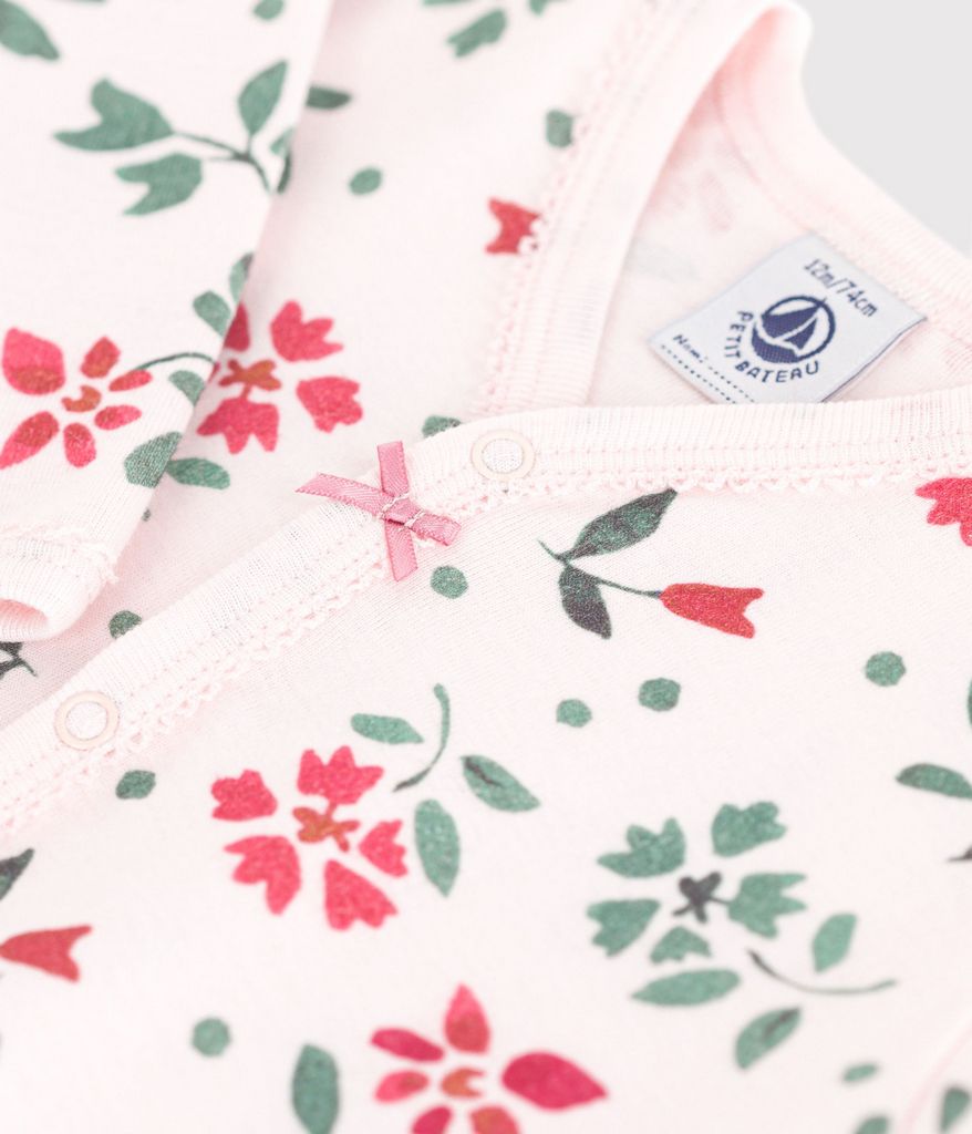 Petit Bateau Pink Block Print Footie