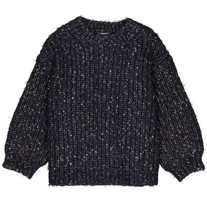 Navy Tweed Crew Sweater
