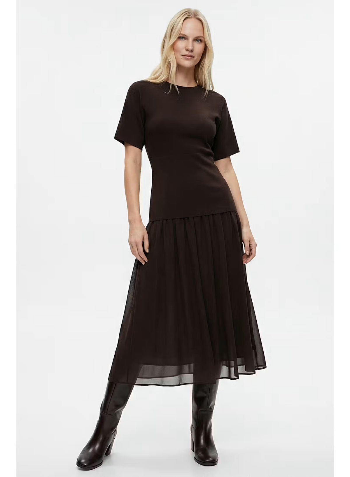 Nayay Brown Knit Drop Waist Skirt