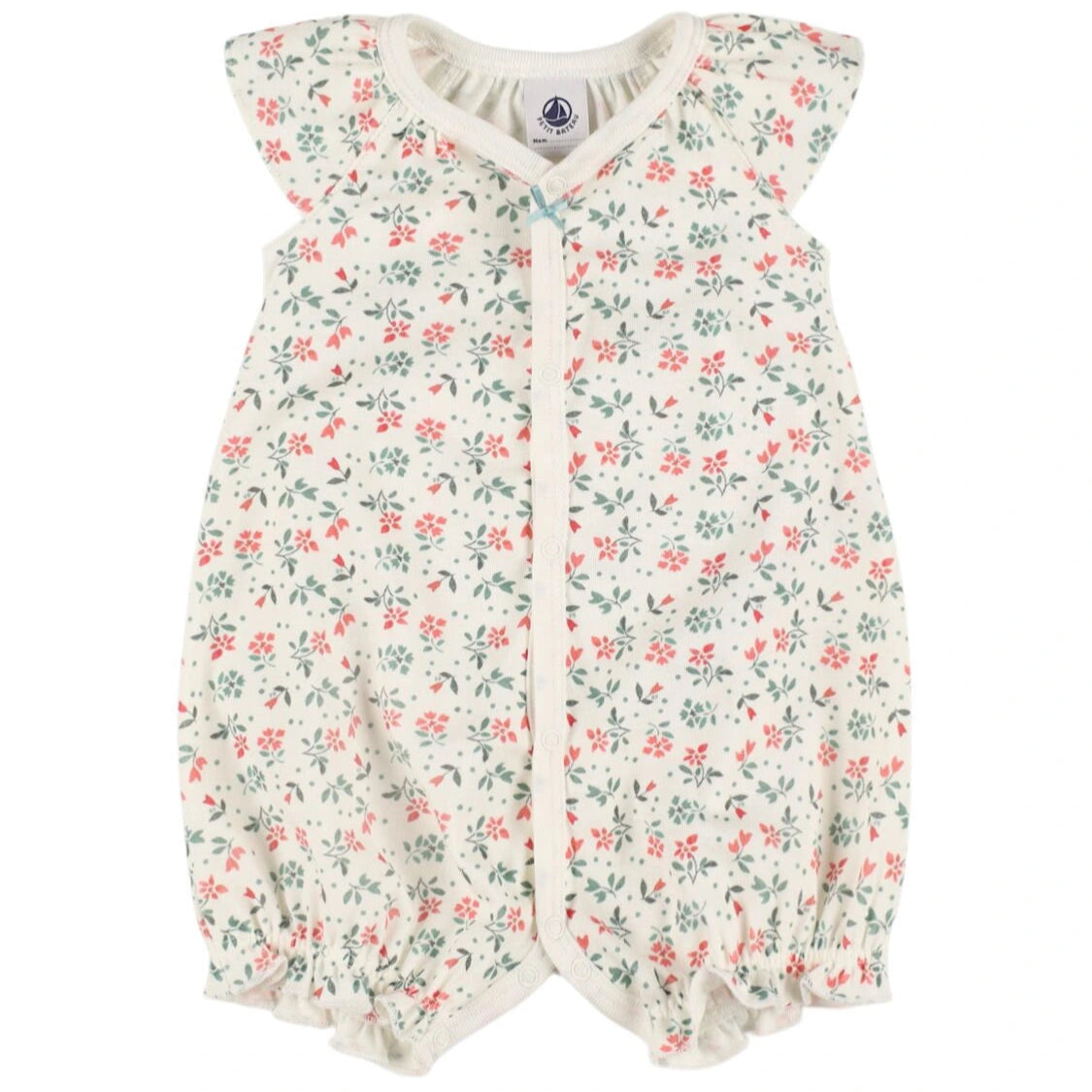 Petit Bateau White Green Print Romper