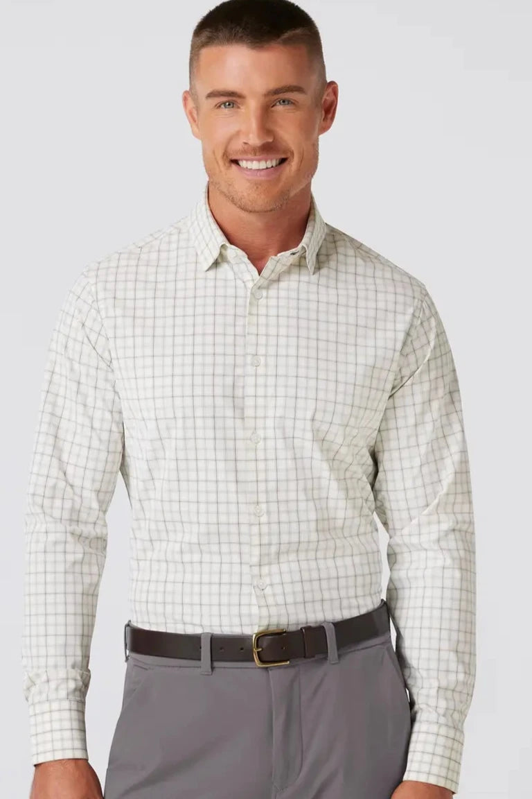 Leeward White Grey Eric Plaid Tech Shirt