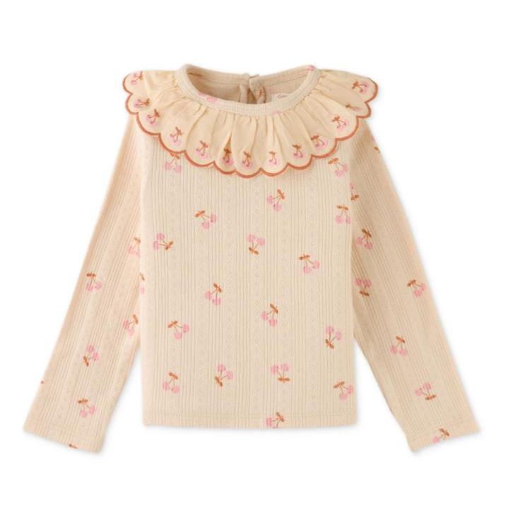 Beige Pink Berry Collared Tee