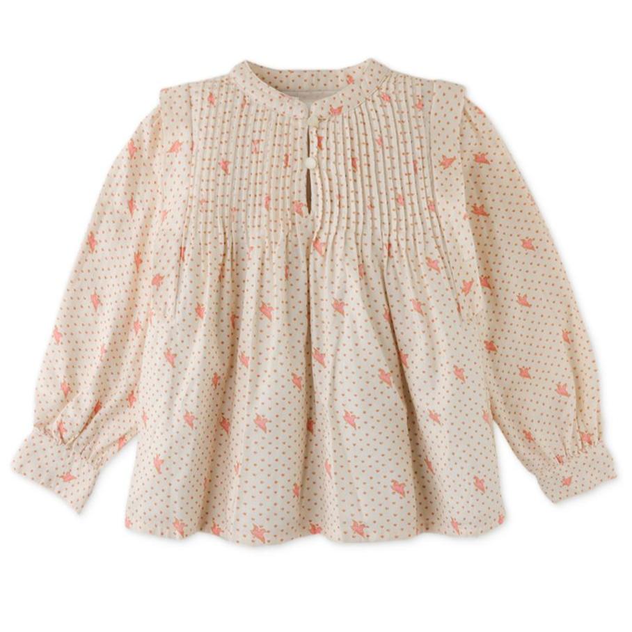 Cream Pink Dot Bird Blouse