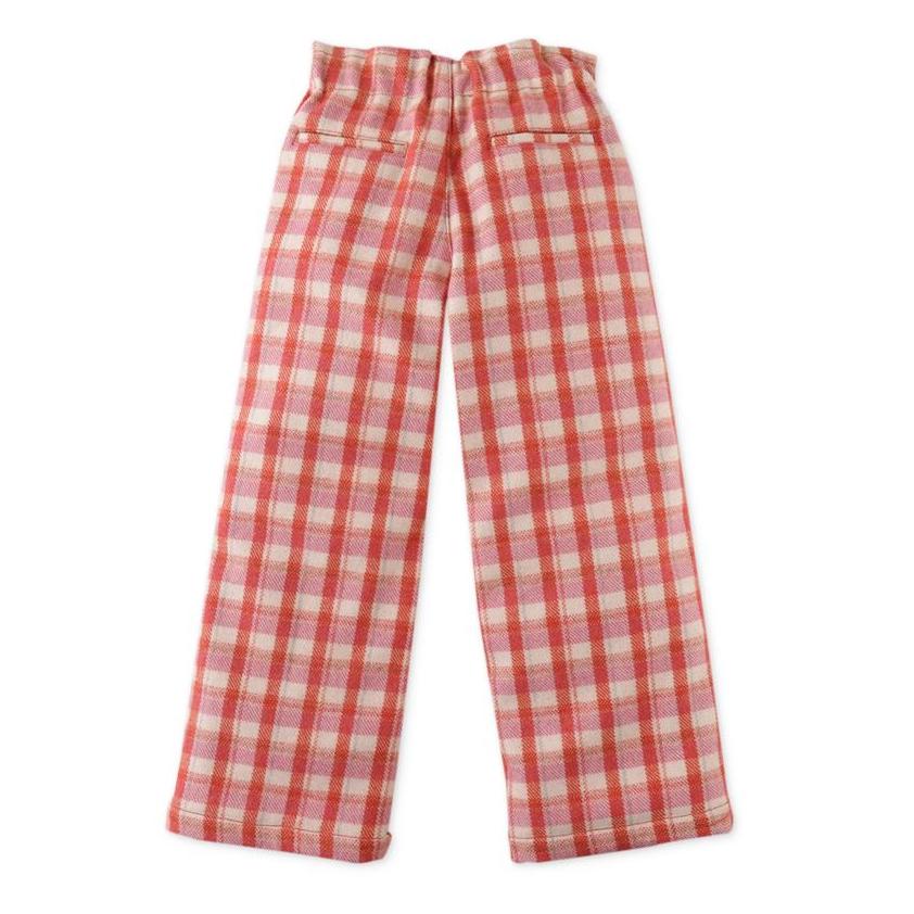 Coral Plaid Wide Leg Pant