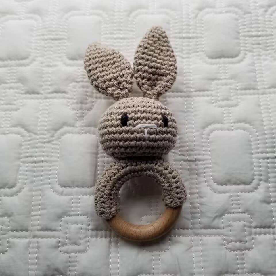 Knitting Bunny Hand Crochet Rattle