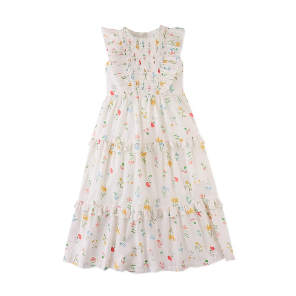 Cream Multi Botanical Pinafore Dress