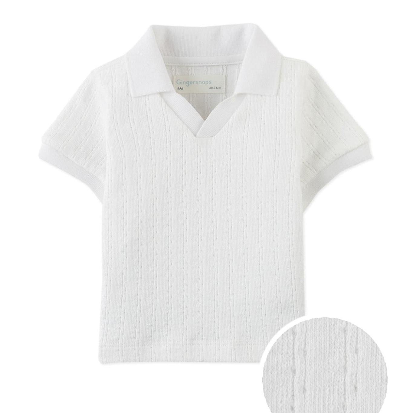 White Cable V-Neck Infant Polo