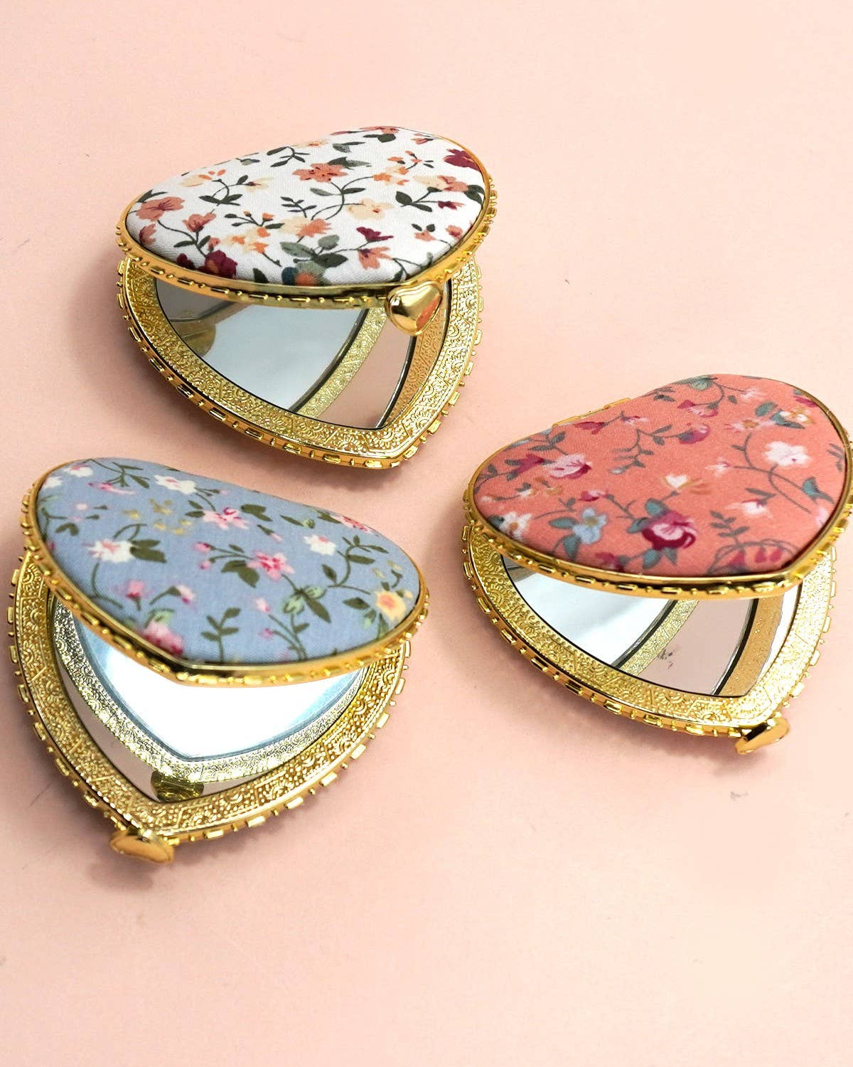 Fabric Heart Compact Mirror