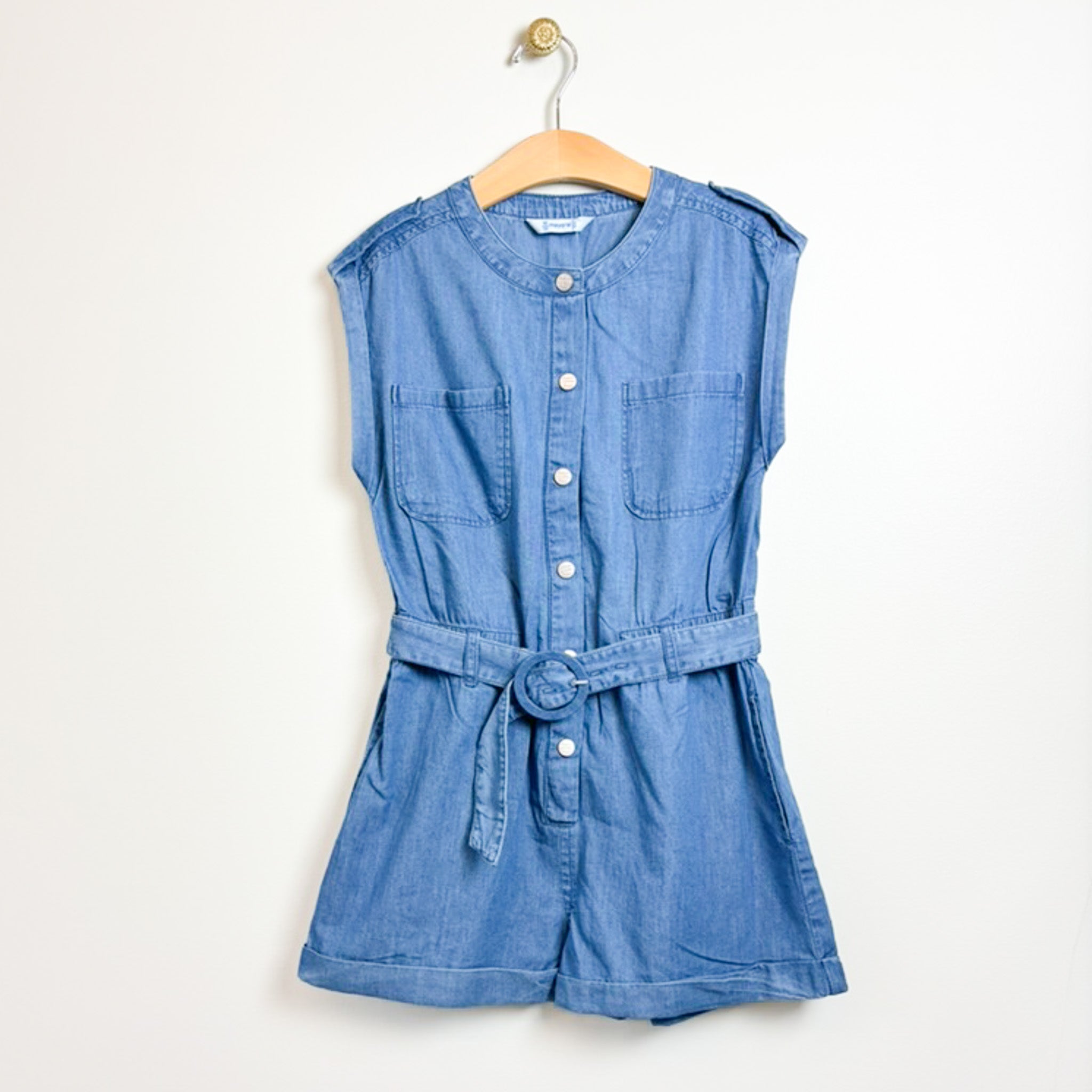 Denim Cuffed Romper